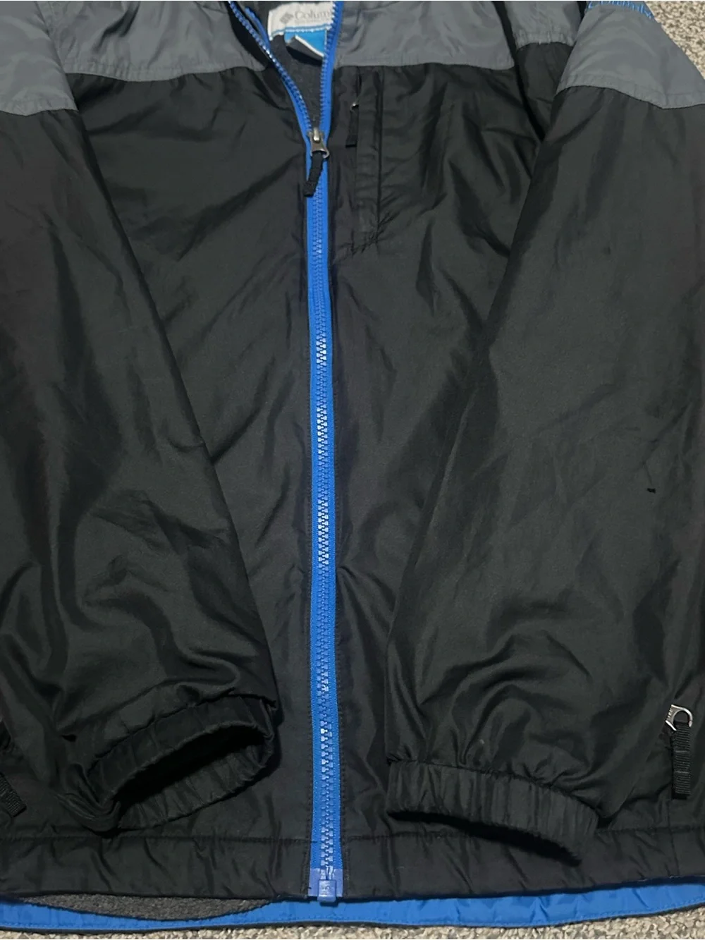 Columbia Black and Gray Hooded Boys Jacket with Blue Zipper
